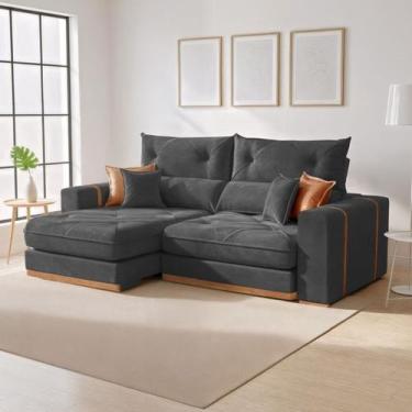 Imagem de Sofá Retrátil e Reclinável 4 Lugares Veludo Pillow Top 25cm Columbia 2