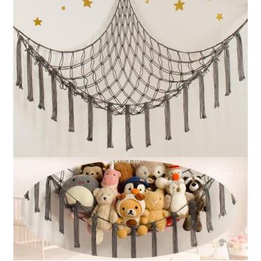 Imagem de Rede de armazenamento de brinquedos mirolam Large 130x130x165 cm cinza