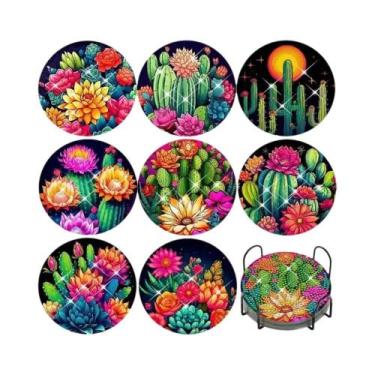 Imagem de Conjunto De 8 Porta-Copos De Pintura Diamante Para Adultos Com Suporte
