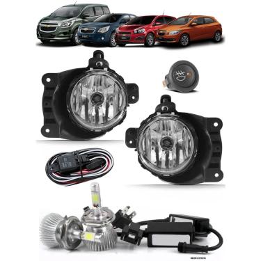 Imagem de Kit Farol de Milha Neblina Chevrolet Cobalt Spin Novo Prisma Onix LT LTZ 2013 á 2018 + Kit Lâmpada Super LED 6000K - Botão Alternativo