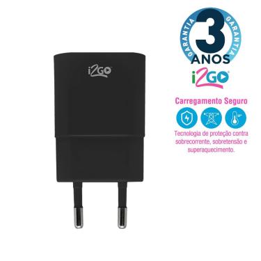 Imagem de Carregador de Celular USB 1 Amp. Preto i2GO Basic