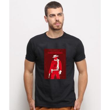 Imagem de Camiseta masculina Preta algodao Django Livre Filme Capa Minimalista