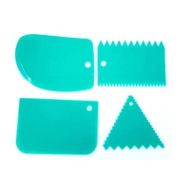 Imagem de Jogo Espátulas Plástica P/Alisar E Desenhar Bolo Com 4 Pçs.