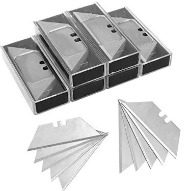 Imagem de Vickay Pacote com 60 lâminas de facas utilitárias, lâminas de substituição SK5 Steel Heavy Duty com caixa de plástico, lâminas de barbear de tamanho padrão para a maioria das facas utilitárias padrão