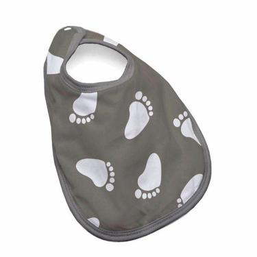 Imagem de Babador Tecebem Baby Kinder Impermeável C/ Botão Mia Cinza