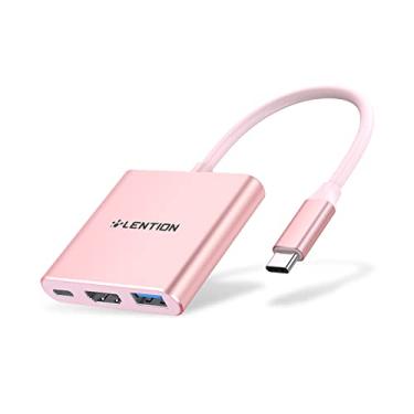 Imagem de LENTION Hub 3 em 1 USB C com PD 100 W, USB 3.0 e HDMI 4K para MacBook Pro 2023-2016, Novo Mac Air/Surface/Chrome/Steam Deck, etc, Adaptador com Stable Driver (CB-C14, Ouro Rosa)