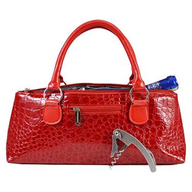 Imagem de Primeware Bolsa de transporte feminina moderna (isolamento térmico) | Comporta garrafas vermelhas e brancas de 750 ml | Moda moderna | Inclui saca-rolhas portátil estilo garçom