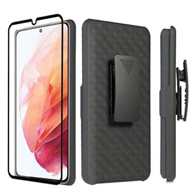 Imagem de Ailiber Capa para Samsung Galaxy S22 Plus 5G, coldre Galaxy S22+ Plus com protetor de tela, clipe de cinto giratório, suporte de suporte, capa deslizante fina à prova de choque para Samsung Galaxy S22+ 5G-preta