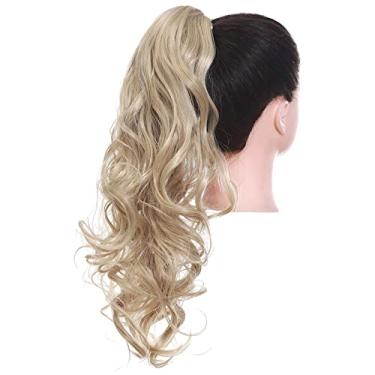 Imagem de Uleeso — Extensões de cabelo sintético de rabo de cavalo cacheado de 61 cm de comprimento e rabo de cavalo ondulado, peças de cabelo sintético para mulheres e meninas — Loiro acinzentado pálido 24/613