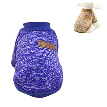 Imagem de Yajun Suéter quente de inverno para cães filhotes de gatos roupas clássicas roupas macias para cães pequenos PP-G casaco quente espessamento macio, azul, P