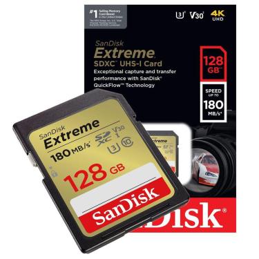 Imagem de Cartão De Memória Sandisk Extreme Sdxc 128gb 180mb/s 4k Uhd