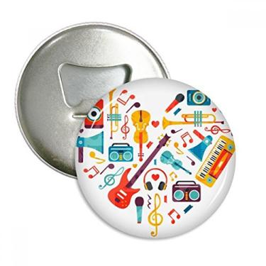 Imagem de Guitarra instrumento musical padrão coração abridor de garrafas ímã de geladeira emblema multifuncional