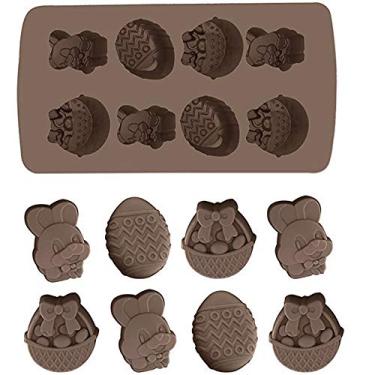 Imagem de Fuyun Moldes de silicone para ovo de páscoa 3D dinossauro ovo chocolate molde gigante avestruz ovo chocolate bolo fondant molde para assar açúcar artesanato molde de decoração em forma de sabão geleia molde de sabão kit de cozimento (B)