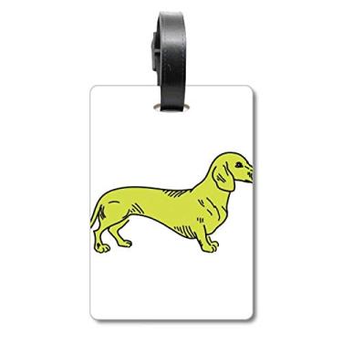 Imagem de Desenho animado cachorro ilustração amarela bolsa etiqueta bagagem cartão pendurado etiqueta, Multicolorido.