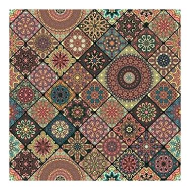 Imagem de Tapetes de área de designer, costura de estilo étnico boêmio colorido flores europeias quadrado sala de estar quarto tapete de mesa (cor: B, tamanho: 40x40cm)