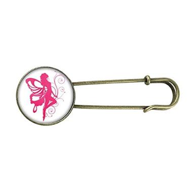 Imagem de Borboleta com asa rosa anjo bonito retrô broche de metal clipe jóias
