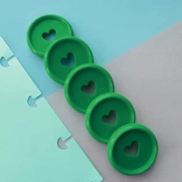 Imagem de Kit 12 Discos M 24mm de Caderno Infinito Sistema Inteligente Amor Infinito Cadernos - Coração (Verde Militar)