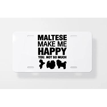 Imagem de Maltese Make Me Happy Capa para placa de carro – Capa para placa de carro – Capa para moldura da placa de carro 15 x 30 cm
