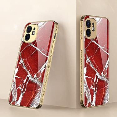 Imagem de Para iPhone 13 12 11 Pro Max Case Textura Floral 3D Pára-choque Lente de proteção total Câmera Capa de vidro temperado, vermelho, para iPhone 11