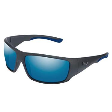 Imagem de HUK, Polarized Lens Eyewear with Performance Frames, Fishing, Sports & Outdoors Sunglasses Oval, (Spearpoint) Blue Mirror/Matte Black, Medium/Large