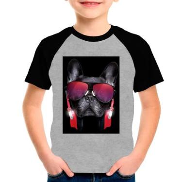Imagem de Camiseta Raglan Bulldog Pet Cachorro Cinza Preto Inf02 - Design Camise