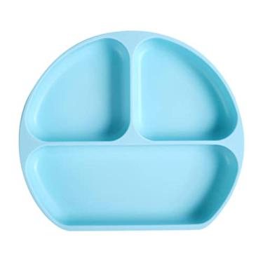 Imagem de burko Pratos de silicone para bebês Prato de sucção dividido inquebrável para arroz, frutas, lanches e cadeiras altas
