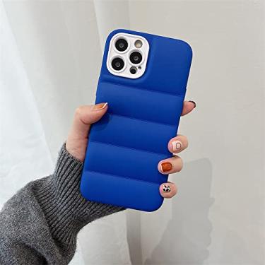 Imagem de Matte The Puffer Case para iPhone 14 13 12 11 Pro Plus XS Max X XR 7 8 Down Jacket Mobile Phone Shell Soft Silicone Funda,BU,For iPhone 12