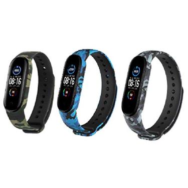 Imagem de Kit 3 Pulseiras NSmart compatível com MI BAND 5/6 + Película - Nandos-Store (Kit 3 Verde+azul+Cinza camufladas)