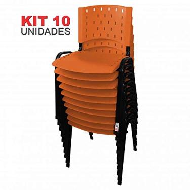 Imagem de Cadeira Empilhável Plástica Laranja 10 Unidades - ULTRA Móveis