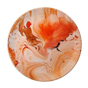 Imagem de Mármore branco laranja abstrato padrão moderno prato decorativo de porcelana salver talheres, prato de jantar
