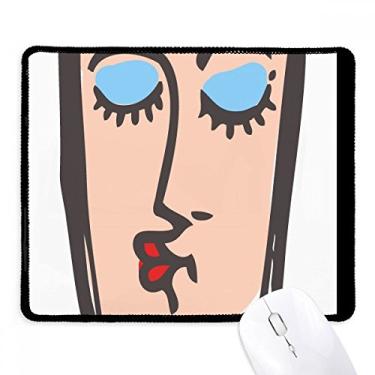 Imagem de Kiss mouse pad abstrato com desenho de rosto e emoticons borda costurada tapete de borracha para jogos