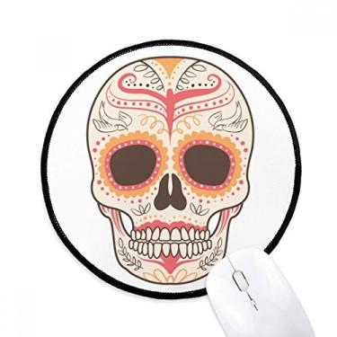 Imagem de Mouse pad com ilustração de caveira rosa e pássaro floral para escritório