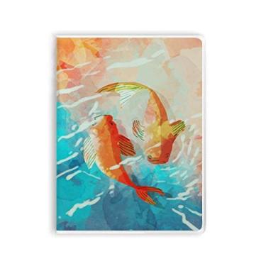 Imagem de Caderno Red Koi Fishes aquarela, estilo japonês, capa de goma