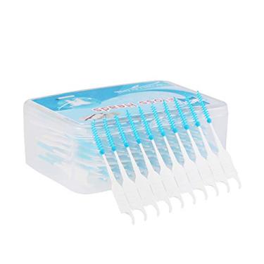 Imagem de Romacci 200 unidades/caixa Fio dental Escova interdental Escova dentária Palito de dente Palito de silicone macio Dupla ponta de silicone para higiene bucal