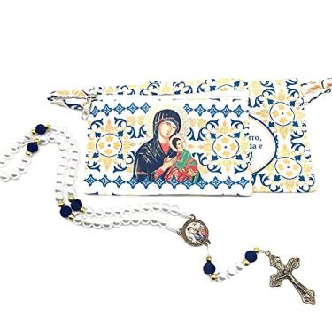 Imagem de Terço Nossa Senhora do Perpetuo Socorro Floral na Bolsinha com Ziper