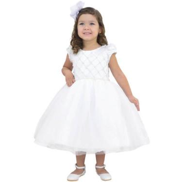 Imagem de Vestido Infantil Branco Batizado Ou Daminha De Casamento Luxo - Modern