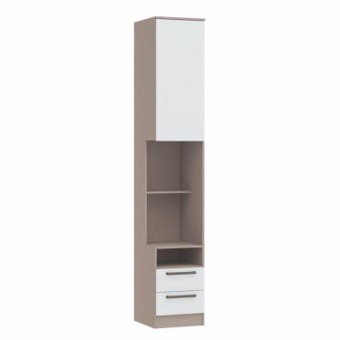 Imagem de Mesa de Cabeceira Modulada Reto 1 Porta 2 Gavetas Requinte+ Móveis Castro Duna Line/Branco Line