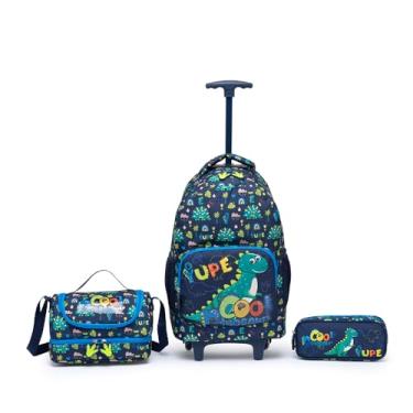 Imagem de Kit Mochila Rodinhas Infantil Lancheira Estojo Escolar Reforçada Viagem