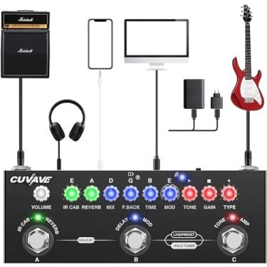 Imagem de Pedal De Efeito Combinado De Guitarra multi-efeitos Elétrica Multifuncional Portátil Pedaleira Para Quitarra Com Reprodução De Música Sem Fio, Gravação De Telefone, Função De Interface De Áudio