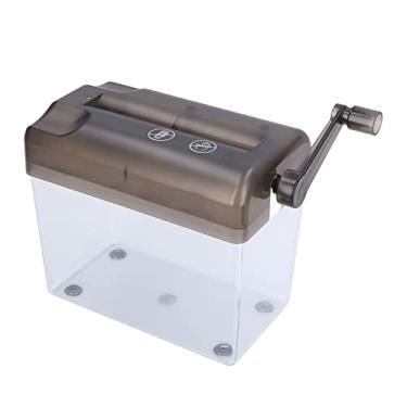 Imagem de Triturador de papel manual portátil para casa, triturador de papéis com corte transversal, triturador de manivela com alça, caixa transparente de capacidade de 1 L, para escritório desktop casa (cinza)