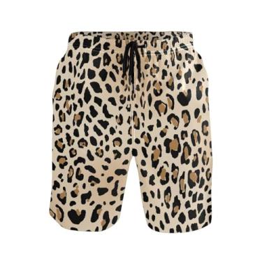 Imagem de GuoChe Calção de banho masculino marrom dourado leopardo secagem rápida roupas de banho esportes corrida prancha shorts casuais, Leopard07, M