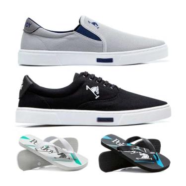 Imagem de Kit 1 Tênis Iate 1 Tênis E 2 Chinelos Polo Joy Cinza Claro E Preto 42