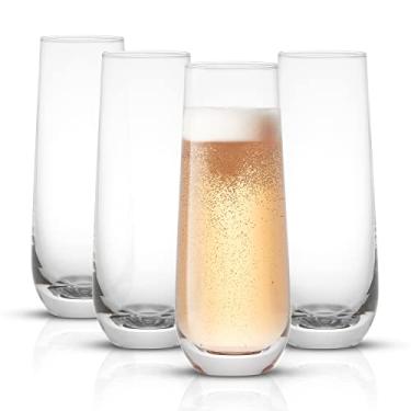 Imagem de JoyJolt Conjunto de 4 taças de cristal Milo sem haste de champanhe. Taças de champanhe de 270 ml. Flauta de vinho Prosecco, conjunto de copos de mimosa, conjunto de copos de coquetel, copos de água