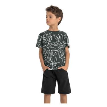 Imagem de Camiseta Em Malha Flamê E Bermuda Em Moletom Para Meninos Quimby
