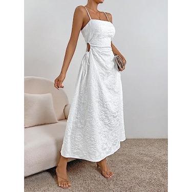 Imagem de Camisa Feminina Jacquard Cut Out Drawstring Side Cami Dress (Color : White, Size : X-Small)