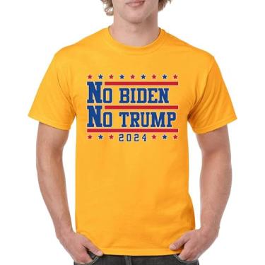 Imagem de Camiseta masculina No Biden No Trump 2024 Vote Eleição Presidencial Candidato Democrata Republicano Independente, Amarelo, 4G