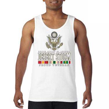 Imagem de Camiseta regata masculina Desert Storm Proud Veteran Army Gulf War Operation Served DD 214 Veterans Day Patriot, Branco, XXG