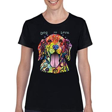 Imagem de Camiseta feminina Dean Russo Labrador Retriever Love Pet Dog is Love, Preto, XG