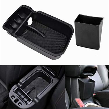 Imagem de YOCTM Caixa de armazenamento preta para console central suporte de telefone porta-paletes organizador capa guarnição para Jeep Compass 2017 2018 2019 2020 2021 acessórios de estilo de carro interior
