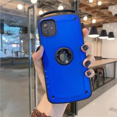 Imagem de Capa de titânio para venda à prova de choque para iPhone 13 12 11 14 Pro Max Capa de armadura resistente para iPhone 12 XS Max XR Capa de silicone rígido, azul, para iPhone XS